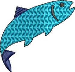 Colorful fish in turquoise and blue with a cheerful smile and zigzag texture, ideal for playful designs.