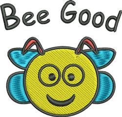 Playful smiling bee with a round yellow body, bright blue wings, and red antennae. Perfect for children's items.