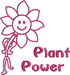 Playful smiling flower with limbs, bold pink outline, and 'Plant Power' text, ideal for cheerful designs.