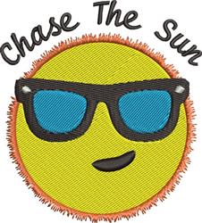 Cheerful smiling sun with yellow face, blue sunglasses, and orange fringe, perfect for playful summer themes.