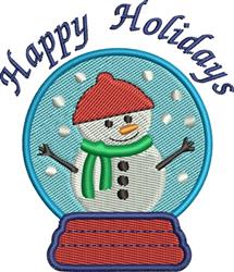 detailed winter snowman machine embroidery pattern - Snow Globe for decorative pillow covers