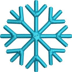 Stylized snowflake in vibrant blue with symmetrical arms, embodying a clean, modern winter aesthetic.