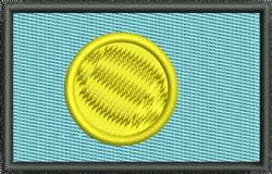 Solid yellow circle design with a thin black border against a light blue background in a modern minimalist style.
