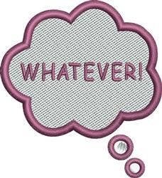 Playful speech bubble showcasing 'WHATEVERI' in bold font with a light background and contrasting outline.