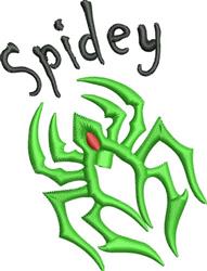 beginner-friendly spider machine embroidery pattern - Spidey for reusable tote bags