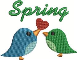 beginner-friendly spring bird machine embroidery pattern - Spring Birds for reusable tote bags