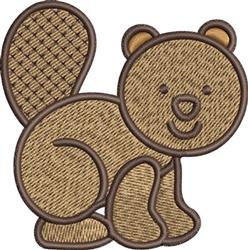 Cartoon squirrel with a brown textured tail and large friendly eyes, perfect for playful children's projects.