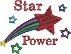 Playful star with comet tail in red, surrounded by colorful stars and 'Star Power' text. Perfect for kids’ items.