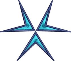 Star shape in geometric style featuring sharp blue and navy points, perfect for tote bags.
