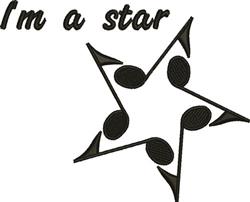 Playful star shape filled with musical notes and bold text saying 'I'm a star', perfect for kids' items.