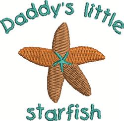 Charming starfish in brown and teal, with 'Daddy's little' above and 'starfish' below, perfect for nautical kids' apparel.