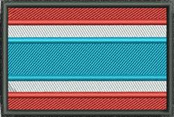 Striped pattern in modern style featuring vibrant red, white, and blue horizontal stripes with a black outline.