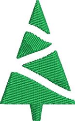 Stylized Christmas tree featuring playful green triangles in a modern geometric style for festive decor.