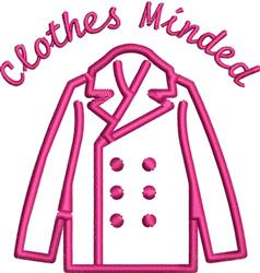 Stylized coat with bold pink outline, featuring 'Clothes Minded' script. Playful, modern design suitable for apparel.