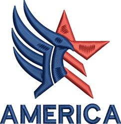 Stylized eagle with blue wings and a red star, accented with 'AMERICA' text, perfect for 4th of July celebrations.