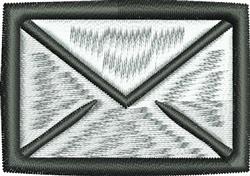 Stylized envelope with a black outline and white interior, featuring a minimalist design and subtle texture.