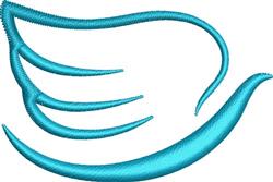 Stylized feather in vibrant blue with flowing lines and graceful points, highlighting modern elegance.