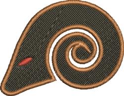 Stylized ram head with a prominent spiral, bold black color, brown outline, and striking red eye in modern minimalist style.