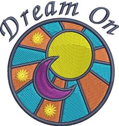 Vibrant circular design featuring a bright sun and deep purple moon, surrounded by colorful geometric segments.