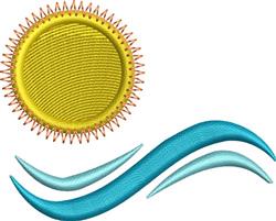 beginner-friendly sunflower machine embroidery pattern - Sun and Surf for reusable tote bags
