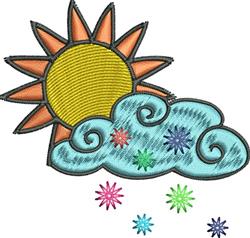 Sun Cloud With Snow - 4x4 sunflower beginner-friendly embroidery design for reusable tote bags