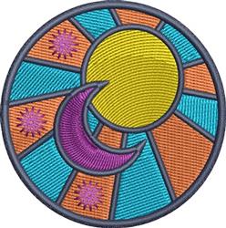 sunflower detailed machine embroidery - Sun & Moon perfect for decorative wall hangings