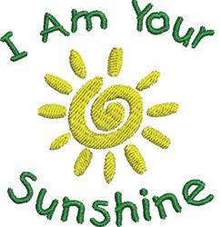 Cheerful sun emoji with a bright yellow spiral, playful green text 'I Am Your Sunshine', perfect for spring.