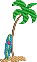 beginner-friendly summer tree machine embroidery pattern - Surf Scene for Beach Blankets