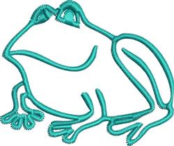 Teal frog silhouette with simple, modern design, highlighting body shape and limbs.