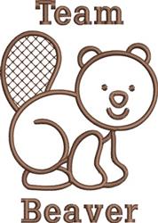 Cartoon beaver with flat tail and playful expression, featuring 'Team Beaver' text in brown. Perfect for kids' apparel.