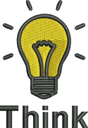 Stylized yellow light bulb with black outline and 'Think' text below, ideal for modern inspirational decor.