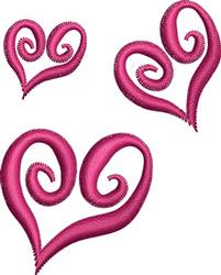 Three Hearts - 4x4 heart quick stitch embroidery design for decorative pillow covers