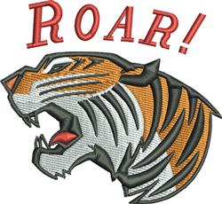 Fierce tiger head with bold orange and black stripes, sharp teeth, and the dynamic text 'ROAR!'