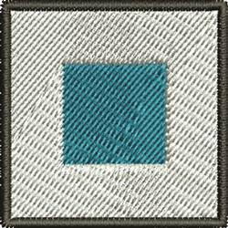 Turquoise square design with a dark border on a white background, showcasing modern minimalism.