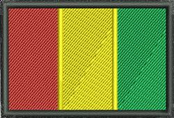 Flag design featuring three bold vertical stripes in red, yellow, and green, with a clean embroidery texture.
