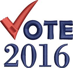 Vote text with checkmark in bold style, showing 'VOTE' and '2016'. Red checkmark contrasts blue text, perfect for election se