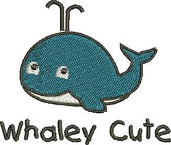 Cartoon whale with playful antennae and friendly smile, surrounded by bubbles and text 'Whaley Cute'.