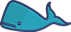 Playful whale shape in vibrant blue with darker blue outline, showcasing a simple and colorful design.