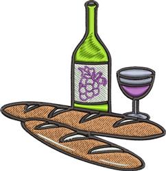 detailed bread machine embroidery pattern - Wine And Bread for decorative pillow covers