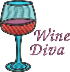 Wine Diva - 4x4 diva beginner-friendly machine embroidery design for kitchen tea towels