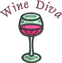 Wine Diva - 4x4 diva beginner-friendly machine embroidery design for kitchen tea towels