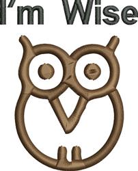 Whimsical owl in brown outline with black 'I'm Wise' text, ideal for decorative projects.