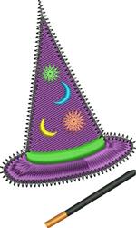 beginner-friendly hat machine embroidery pattern - Wizards Hat for reusable tote bags
