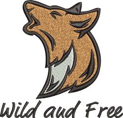 Stylized wolf head howling in textured browns and grays with 'Wild and Free' script below, ideal for outdoor decor.