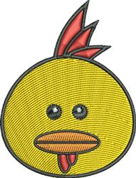 Playful yellow chick with a red comb and black eyes, perfect for Easter-themed applique crafts.