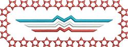 Geometric design featuring a zigzag pattern in red, white, and blue, framed by a star border, perfect for modern textiles.