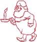 Line art Santa Claus holding a candle, in red, showcasing a simplistic design for Christmas embroidery.