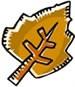 Playful golden leaf with jagged edges and visible branch detail, capturing the essence of fall.