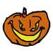 Playful jack-o'-lantern featuring a vibrant orange pumpkin, bright yellow smile, and sharp eyes for Halloween.