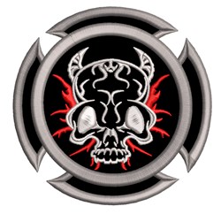 skull detailed machine digital embroidery - Devil Skull perfect for Backpacks